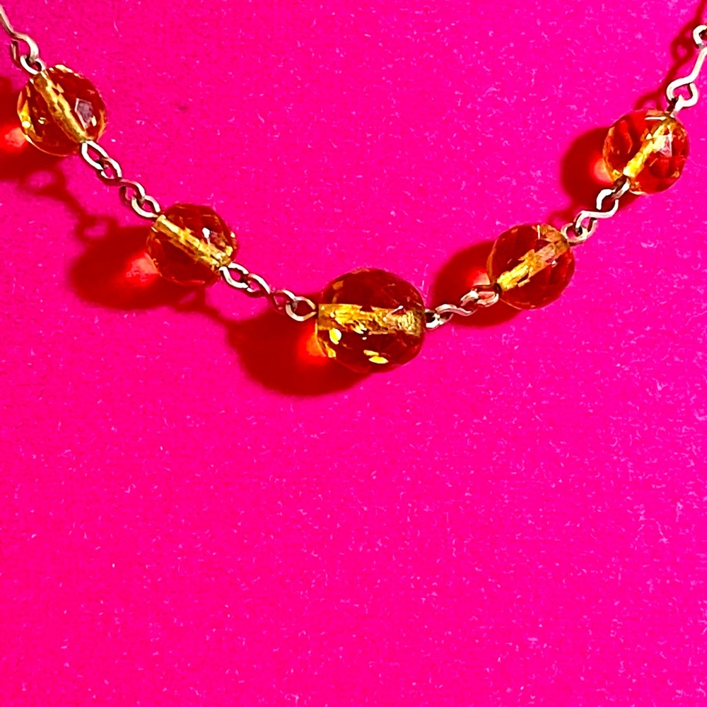 Costume Citrine Station Necklace
